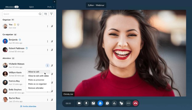 Zoho Webinar Screenshot