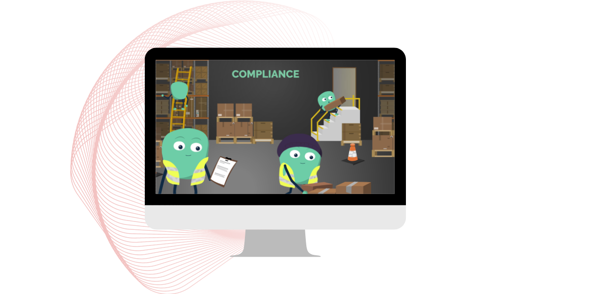 Microlearning Library screenshot: Engaging animated style covering Compliance, Health & Safety, IT, Sales, Customer Service and more. 
