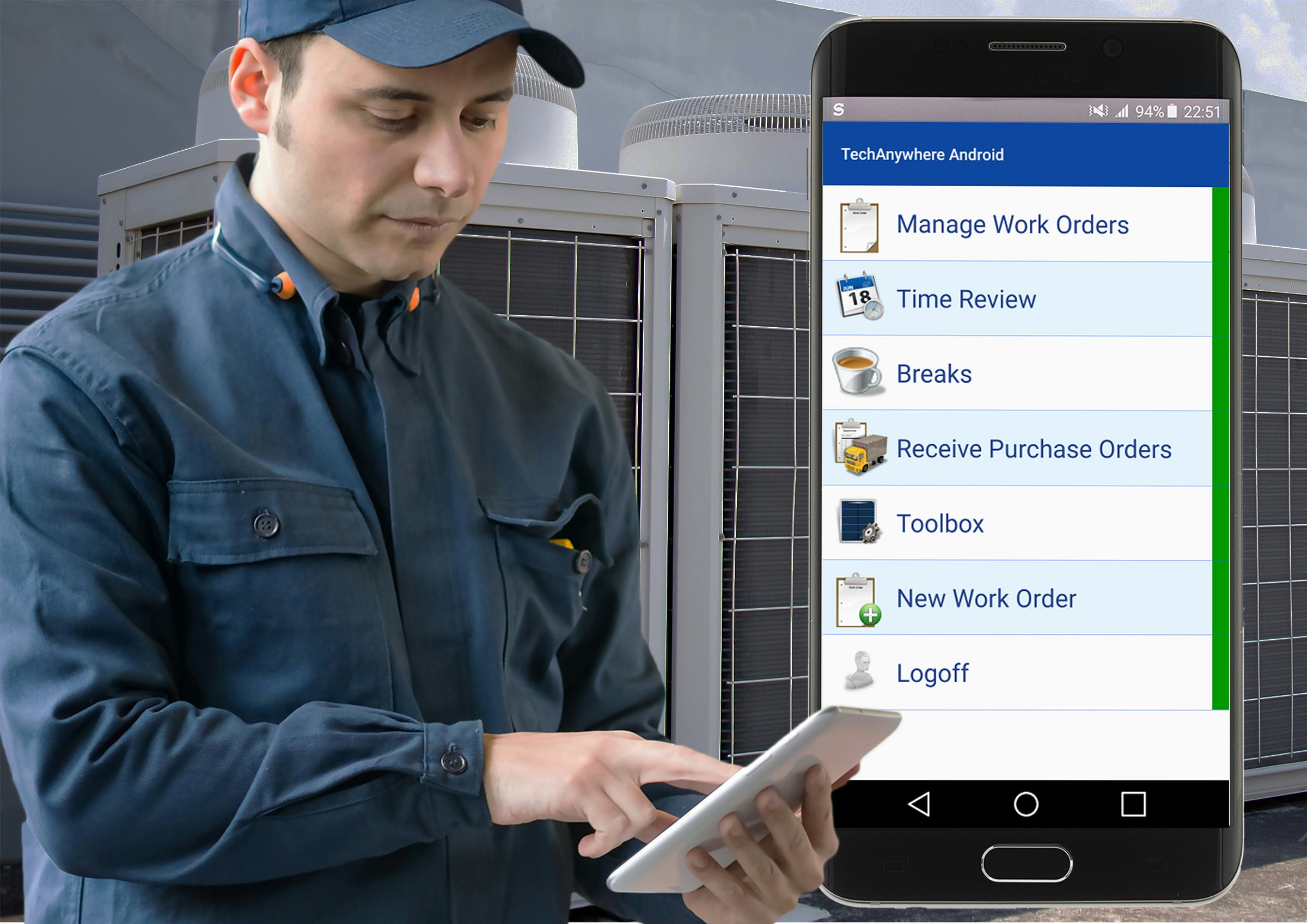 SAMPro Enterprise Software - Utilizing secure, password-protected connectivity, mobile technician software lets your technicians easily capture vital client information, report activity, update work orders and much more through any Android wireless device.