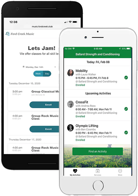 Embeddable widgets make it easy to display your Pike13 schedule on your website. A free Client App puts your business in your clients' pockets. Available option to brand the Client App to your business.