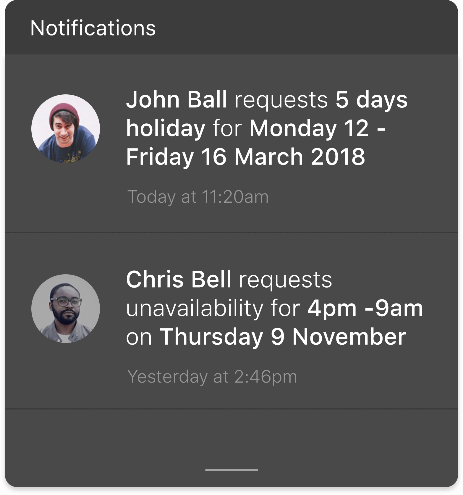 RotaCloud Software - Managers received notifications when employees make shift change or time off requests