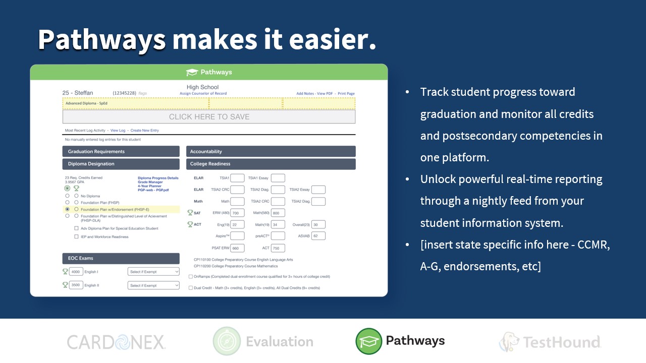 Pathways screenshot: Pathways makes college and career readiness and graduation tracking easier.