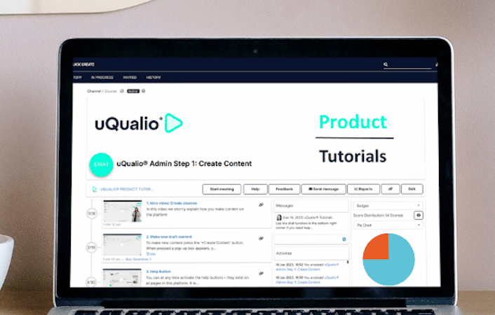 uQualio screenshot: uQualio supply tutorials for every part of creating and sharing your course. This is how your courses can look like with a range of videos, quizzes, and multiple functionalities.