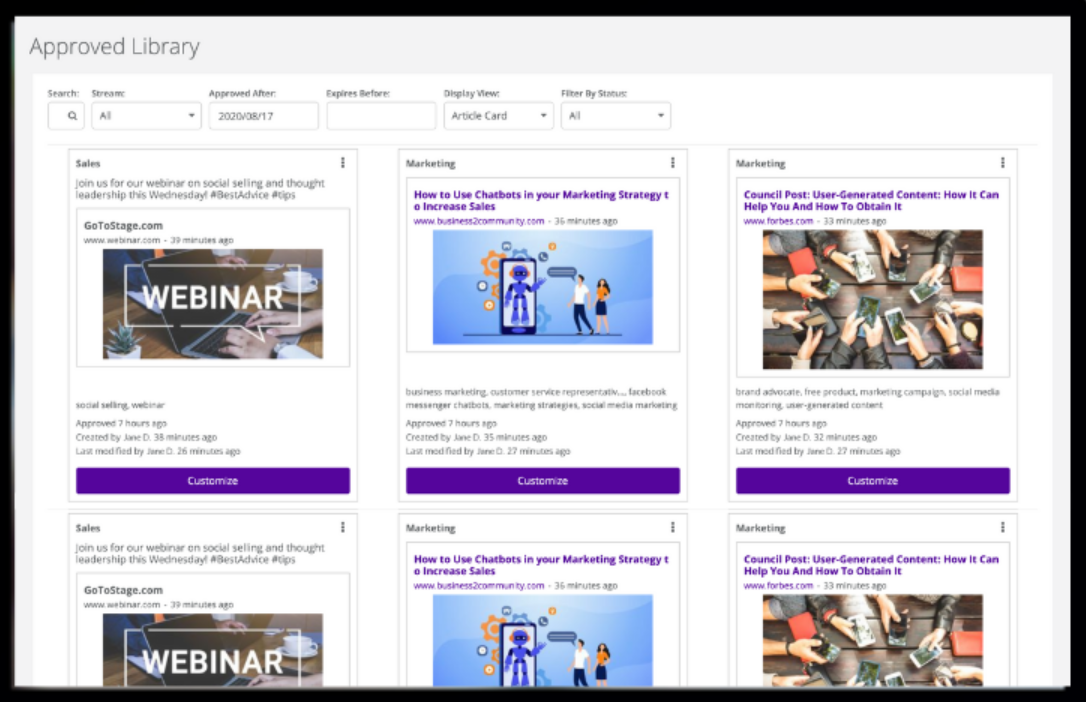 Grapevine6 screenshot: Grapevine6 approval library