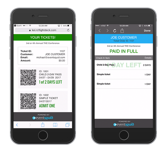 Digital tickets can be generated for online sale or at the event itself, bundling scanning capabilities into the mobile app and support for swiping credit cards for processing new admission transactions