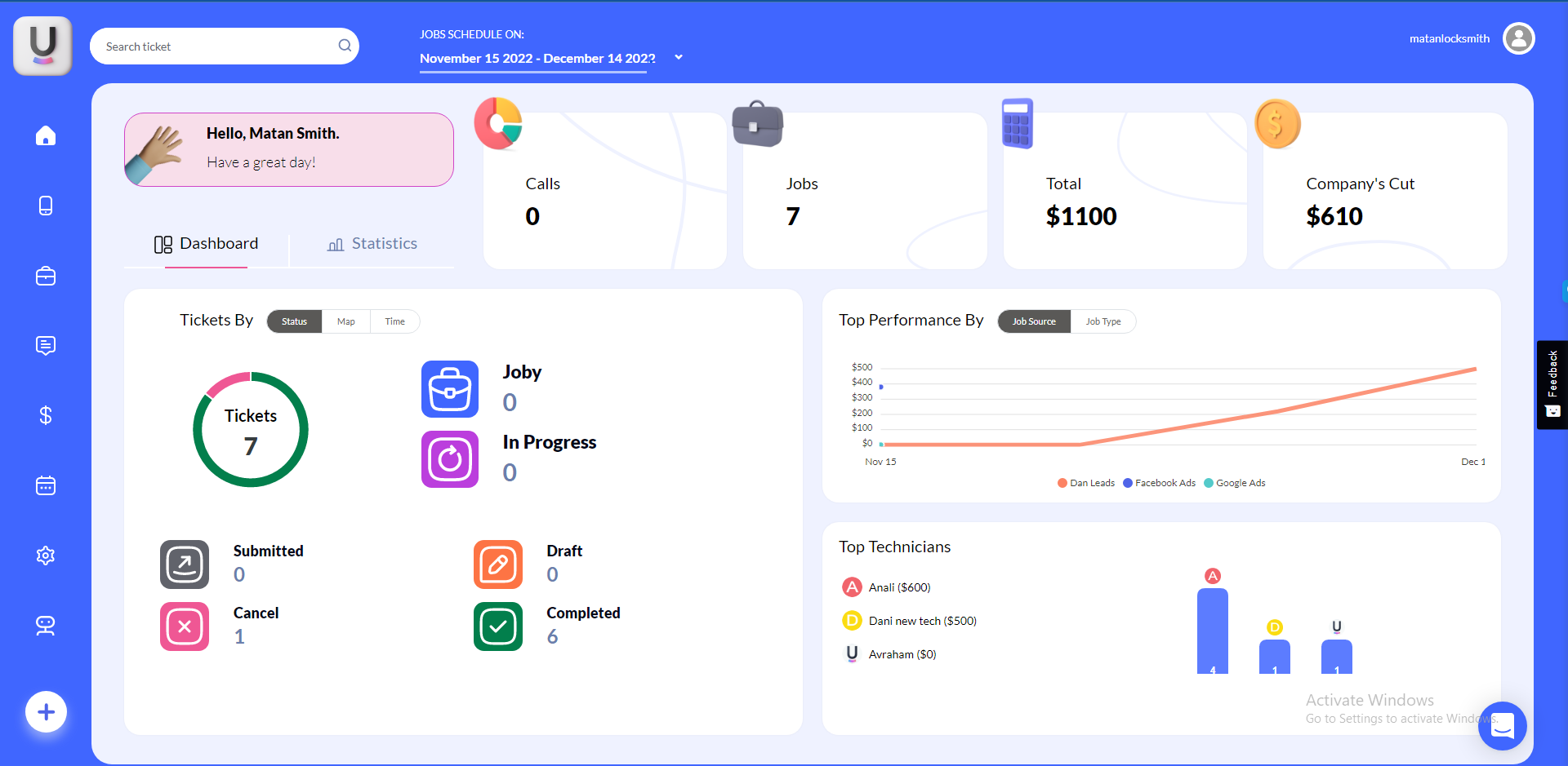 Uleadz screenshot: Dashboard