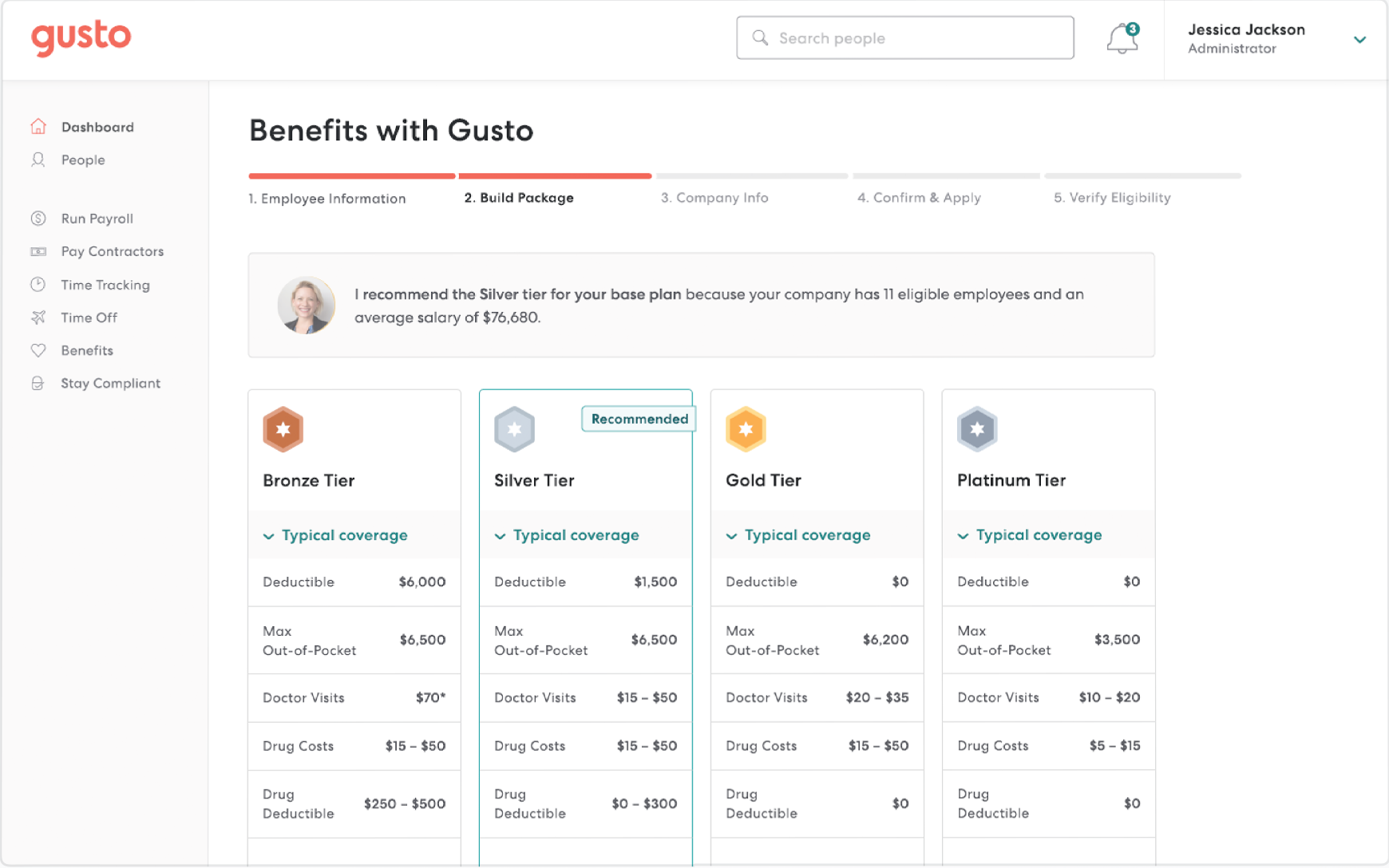 Gusto Software - Gusto select benefits plan