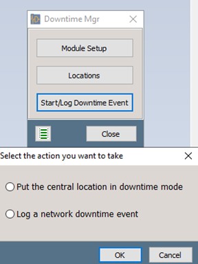 Downtime Solutions screenshot: When you have a downtime event, this provides the ability to log that event