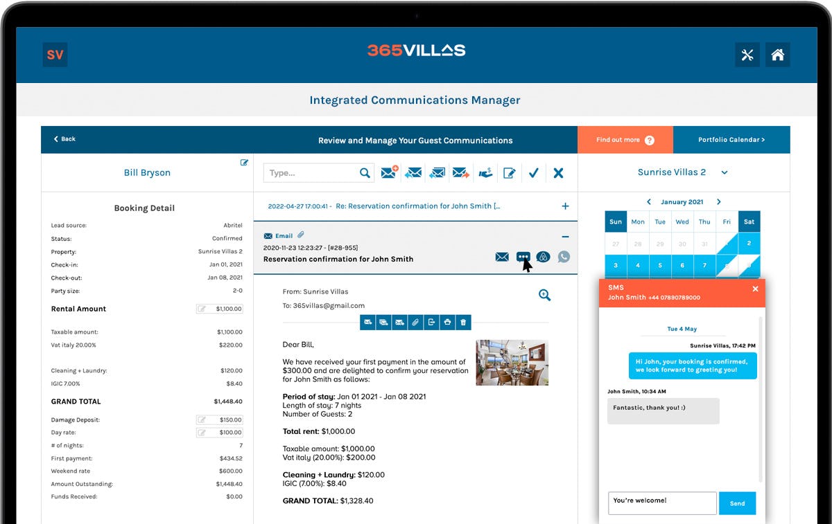 365villas Software - Integrated Communications Manager