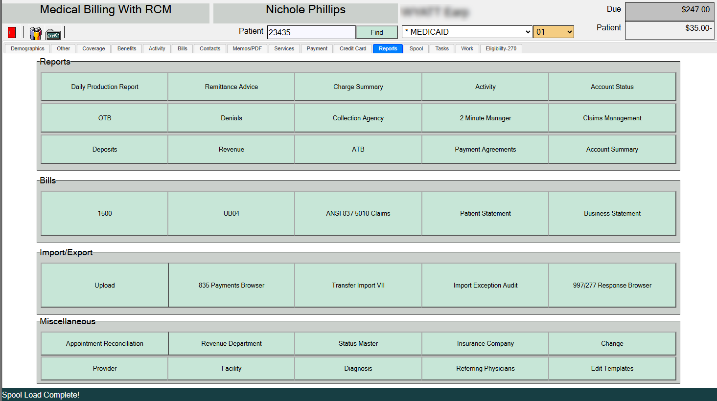 Mercury One Plus Software - Reports and Options