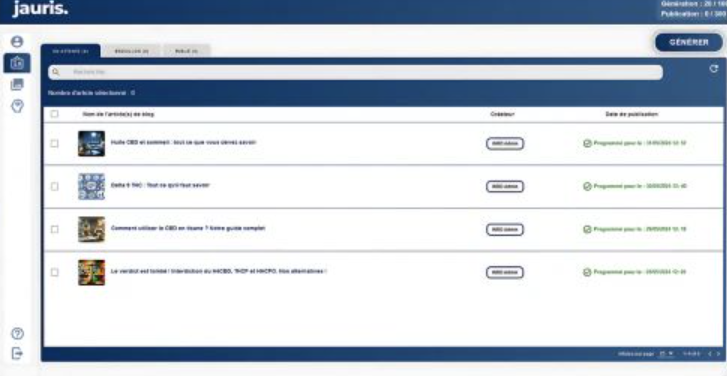 Jauris screenshot: Jauris view generated articles