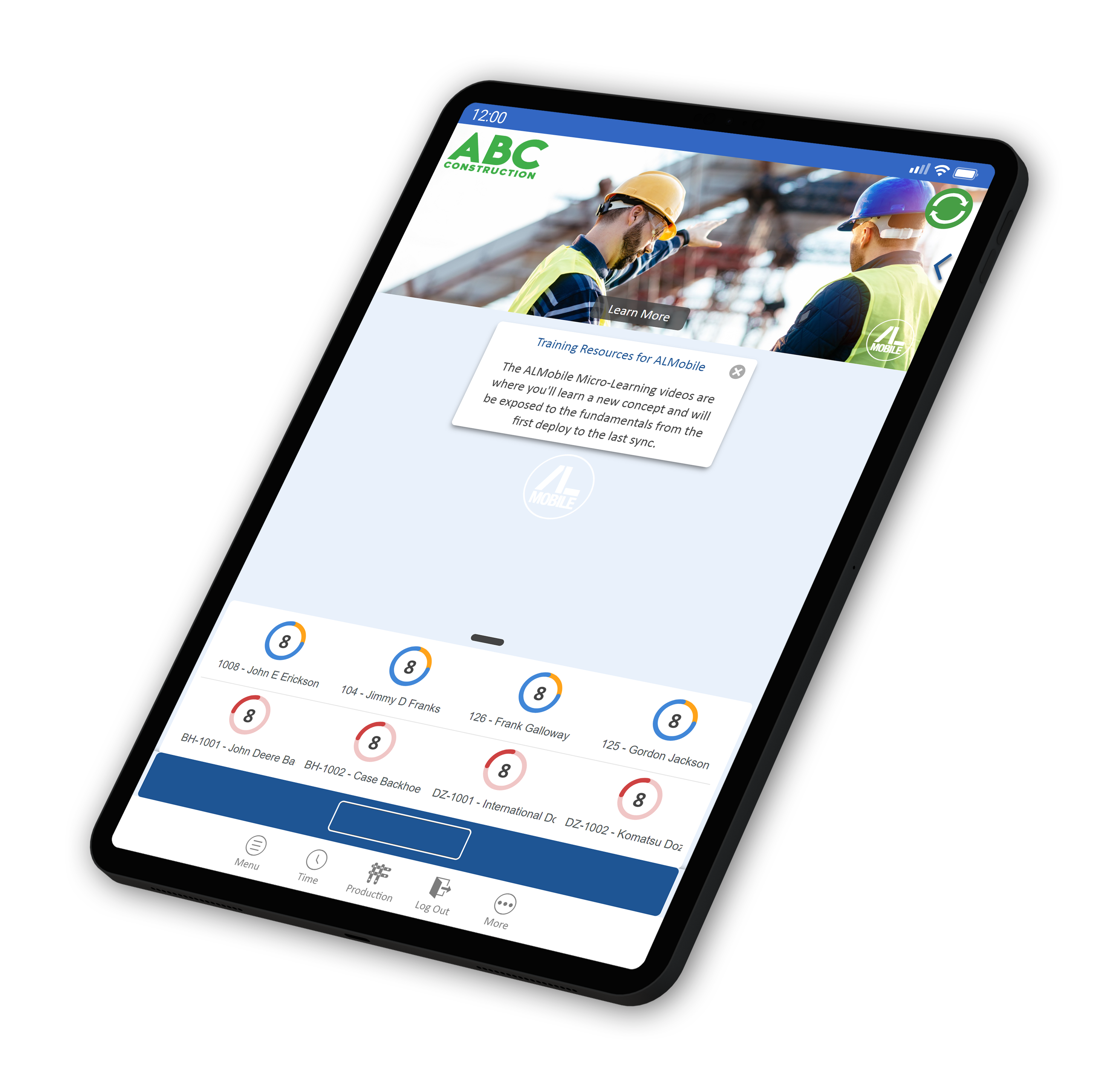 ALMobile screenshot: ALMobile Dashboard screen on tablet