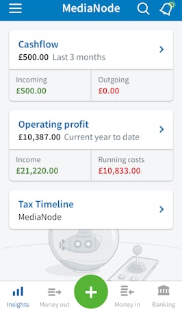 FreeAgent screenshot: The FreeAgent mobile dashboard in action