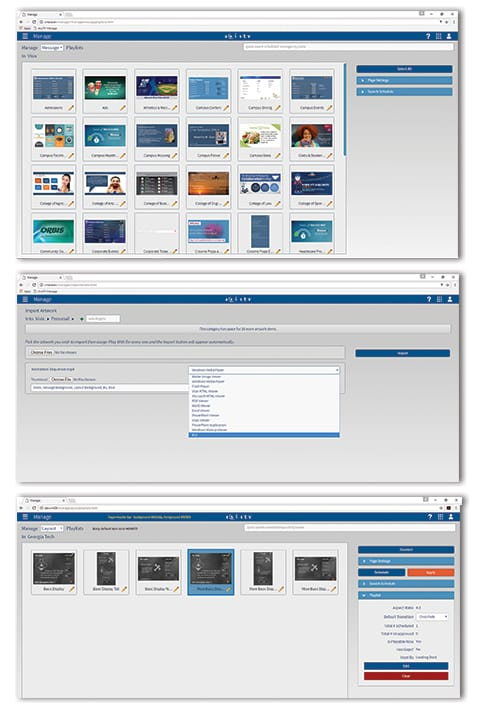 AxisTV Signage Suite Software - Drag-n-drop import, schedule and playlist management tools make managing digital signage content fast and easy. Point to a folder on your network to show still images and videos that automatically update on screens when the source file changes.