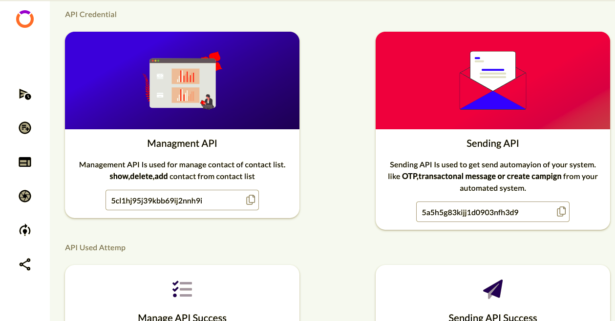 API Dashboard for manage transactional emails