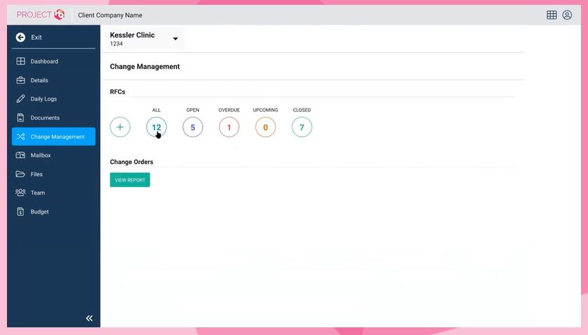 ProjectHQ screenshot: ProjectHQ change management
