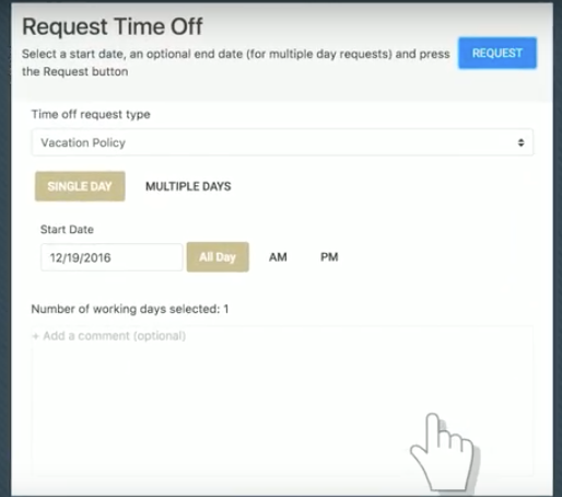 Simple interface for requesting time off.