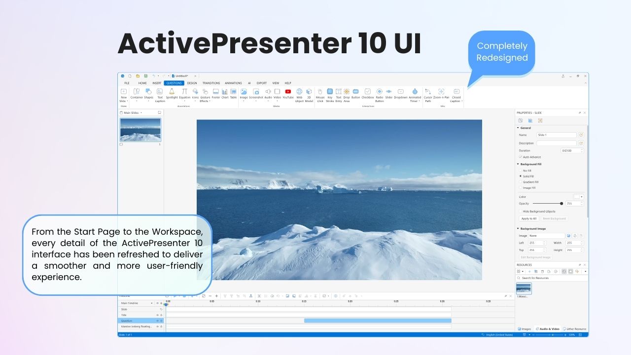ActivePresenter screenshot: ActivePresenter New UI