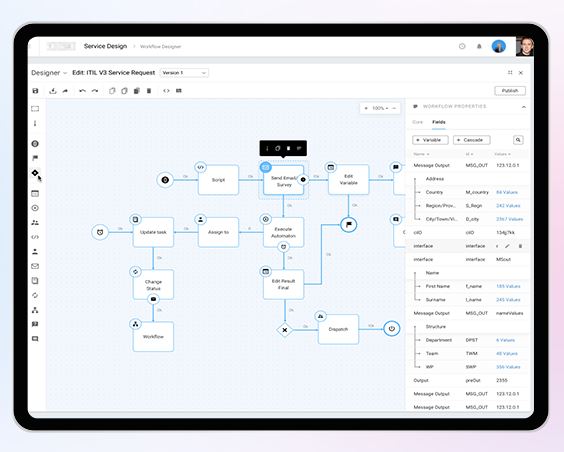 Procqur screenshot: Procqur workflow designer