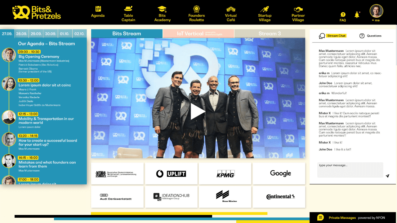 Front page with stream & chat-thumb