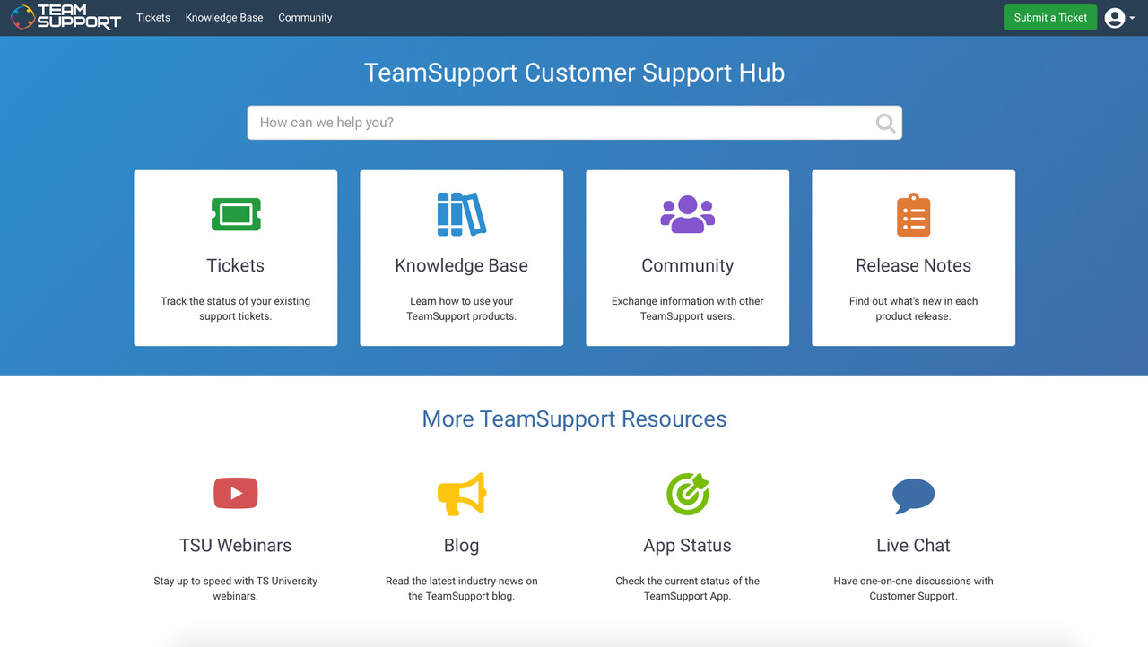 TeamSupport customer hub