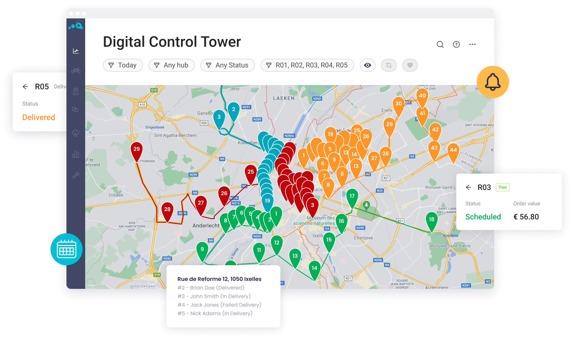 URBANTZ Software - Get full visibility over your delivery operation in real time. No matter whether you have your own fleet or work with external carriers. Forget about failed deliveries, easily contact drivers, track realtime position of the courier, optimise routes.