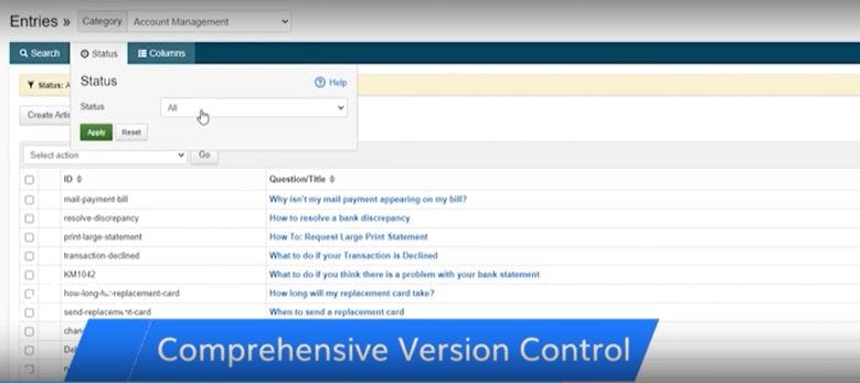 Verint Knowledge Management Software - Version control tool