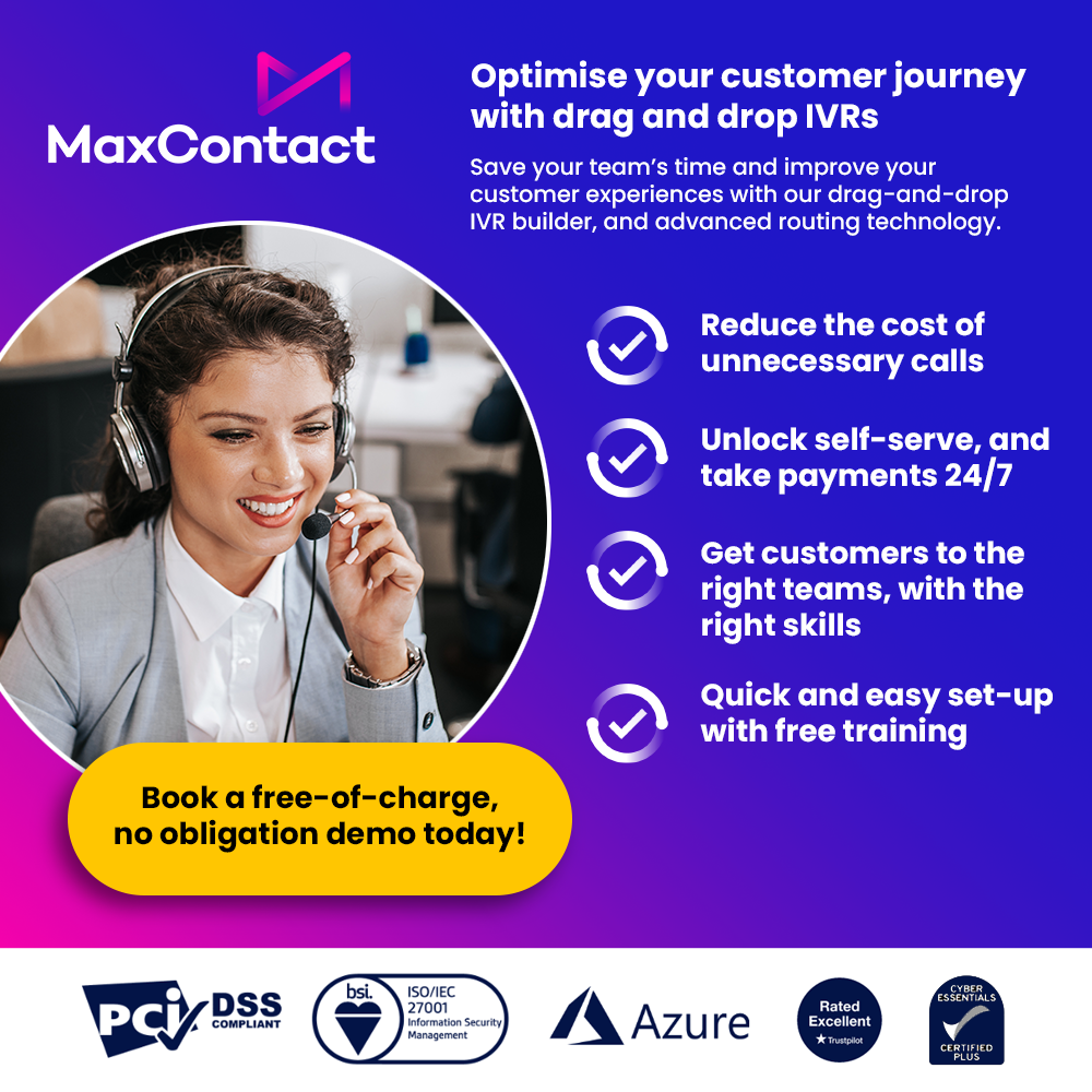 MaxContact Software - Optimise your customer journey with drag and drop IVRs. Save your teams time and improve your customer experiences with drag and drop IVR builders and advanced routing technology.