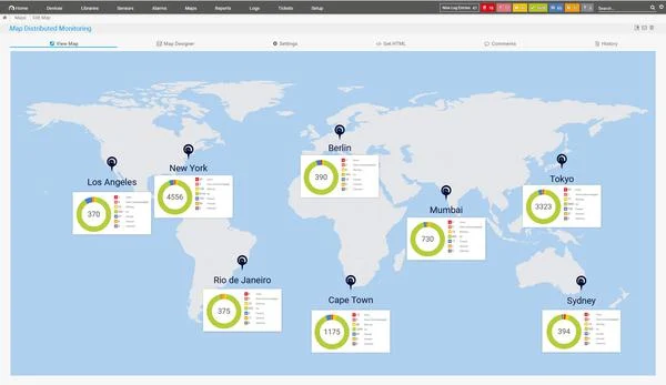 PRTG Enterprise Monitor- Distributed Monitoring Map
