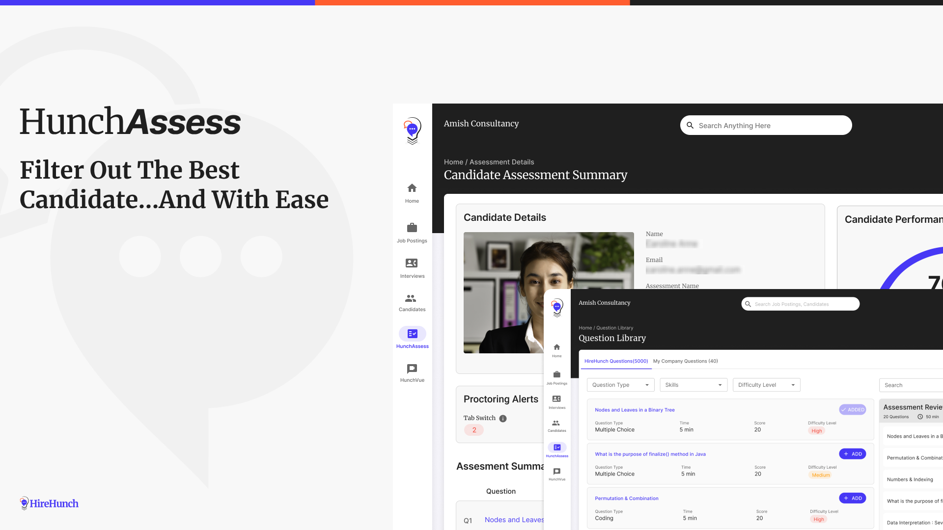 HireHunch screenshot: HunchAssess, a groundbreaking Skill Assessment platform by HireHunch