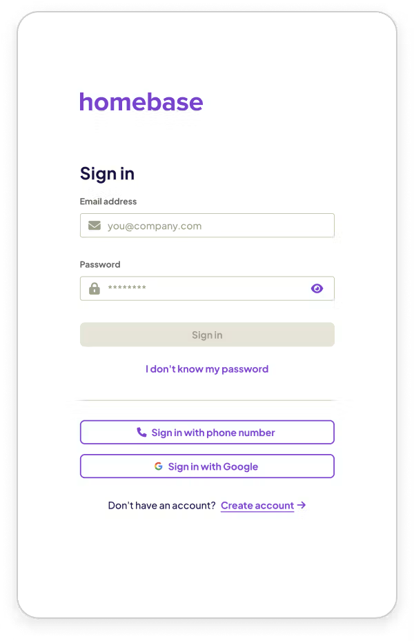 Stytch screenshot: Stytch homebase sample auth screen