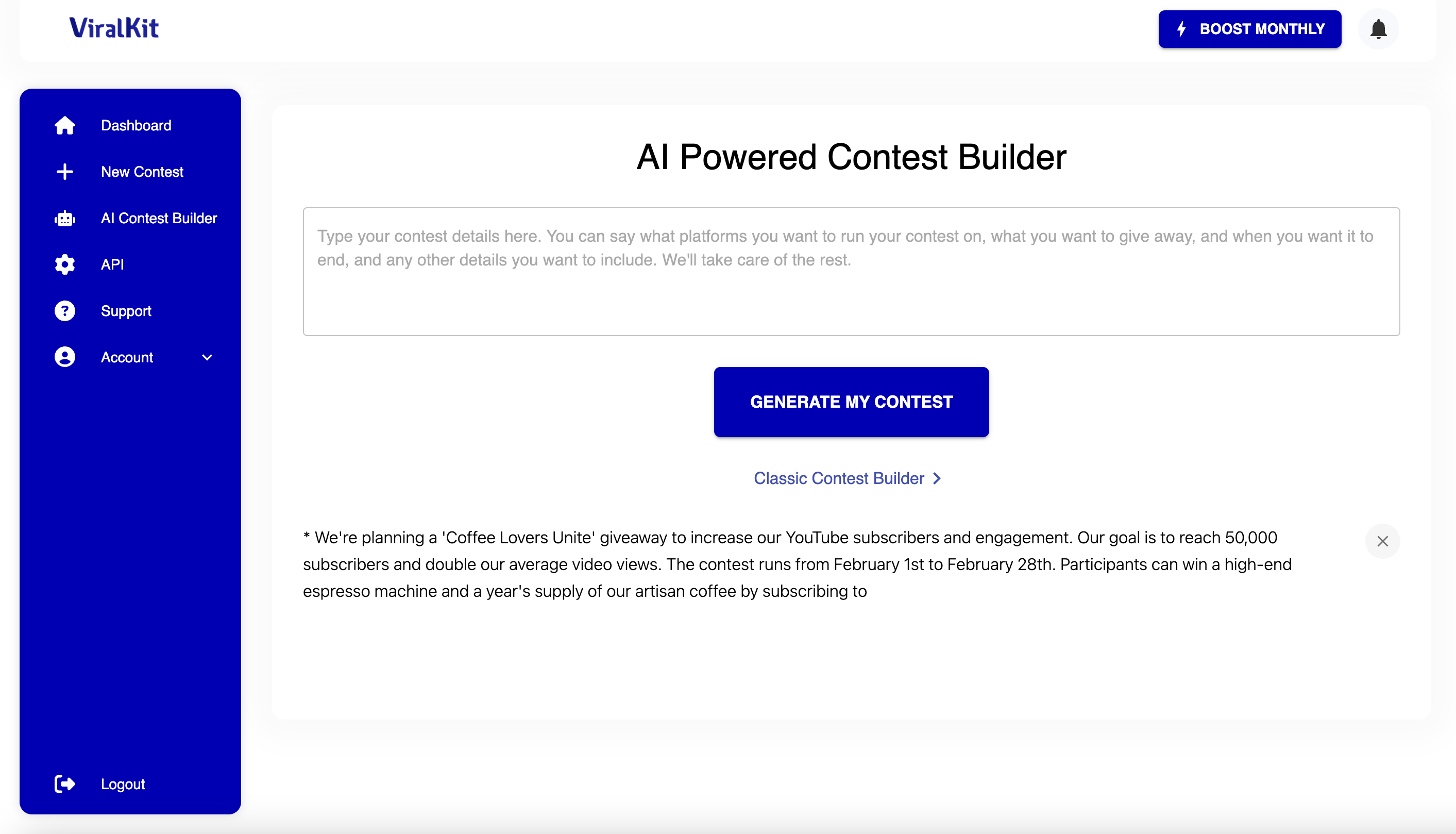 AI contest builder