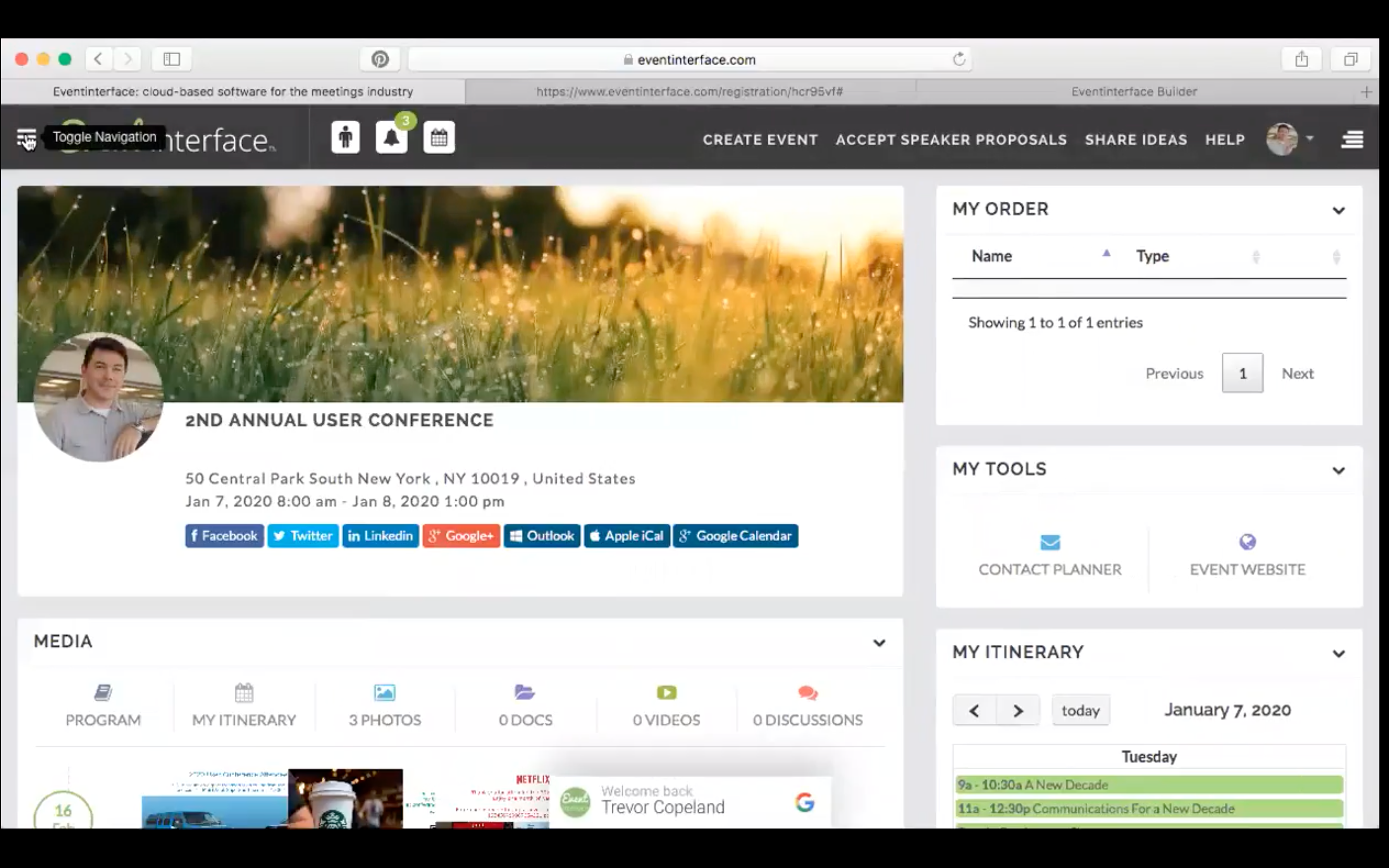 EventInterface Software - Attendee portal