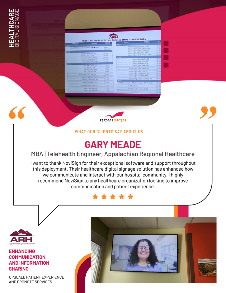 NoviSign's Healthcare digital signage is a dynamic communication tool used in medical facilities to enhance patient engagement, streamline information flow, and improve operational efficiency.
