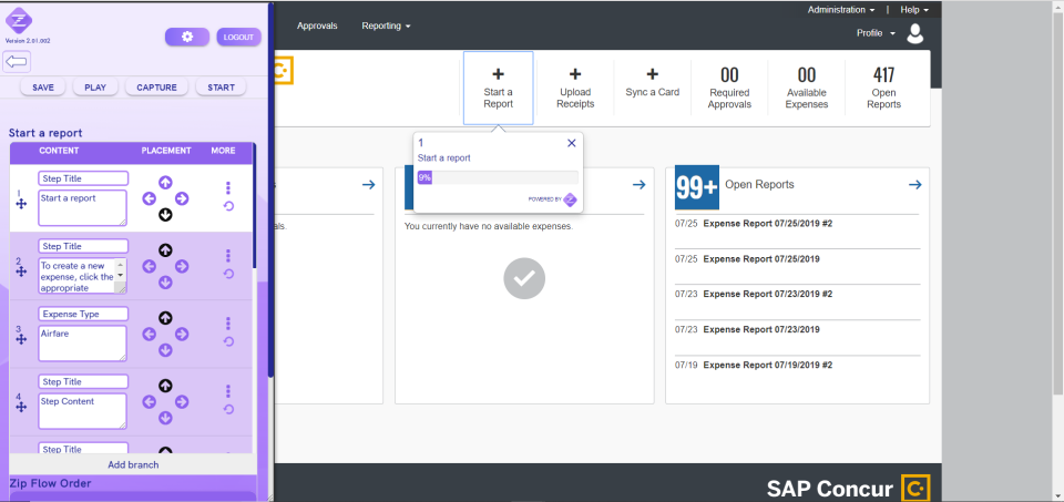 Ziplyne process flow creation