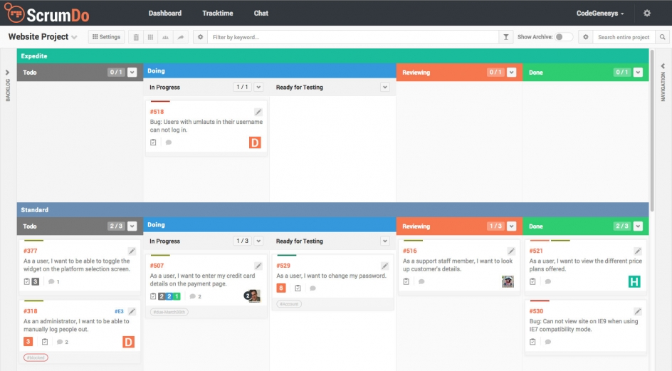 ScrumDo screenshot: Users can organize their tasks using Kanban boards
