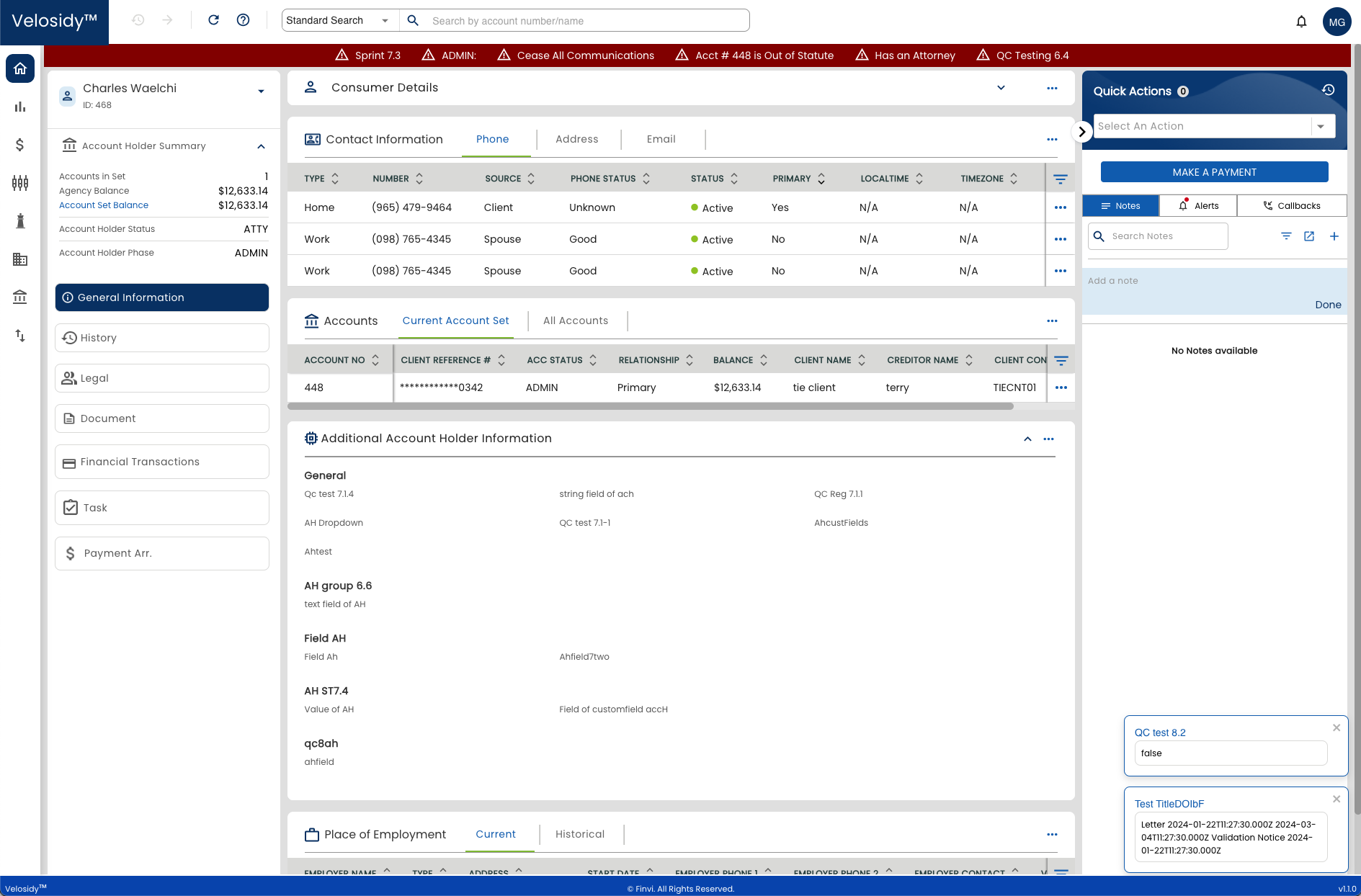 Artiva RM screenshot: Account Screen