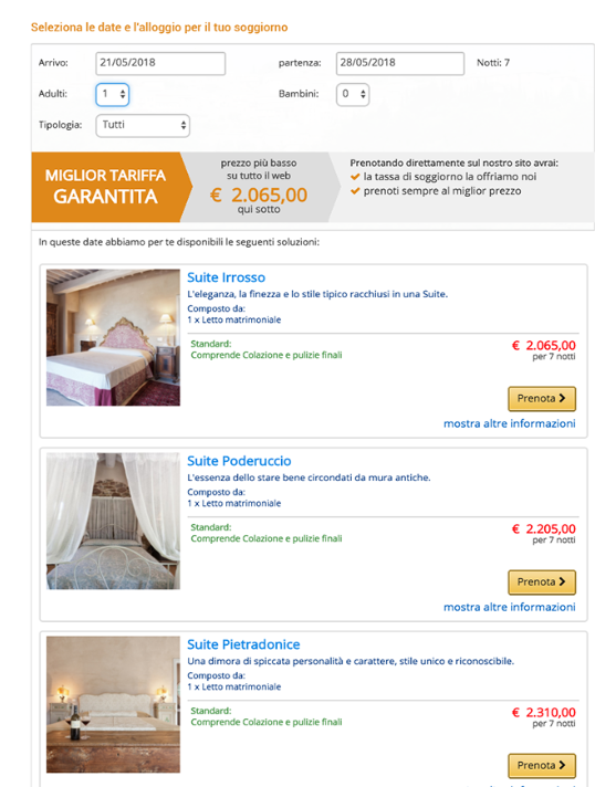 Booking engine where customers can reserve rooms based on price, number of guests, and availability