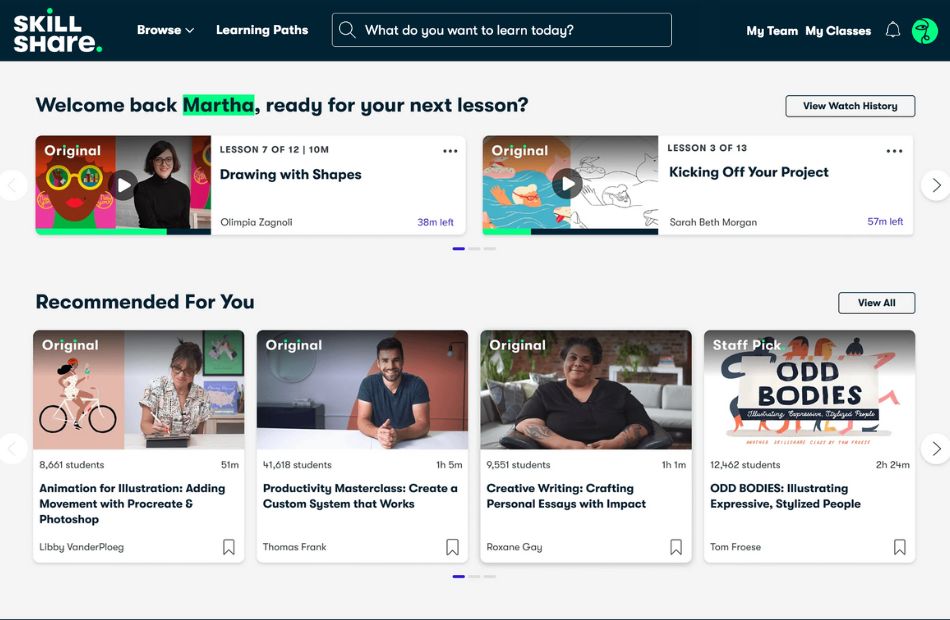 Skillshare for Teams screenshot