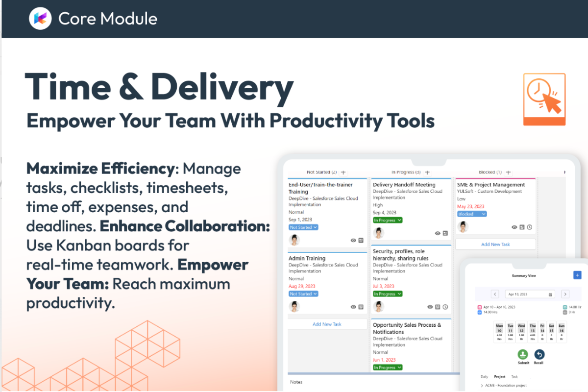 Klient PSA screenshot: Klient PSA - Time & Delivery