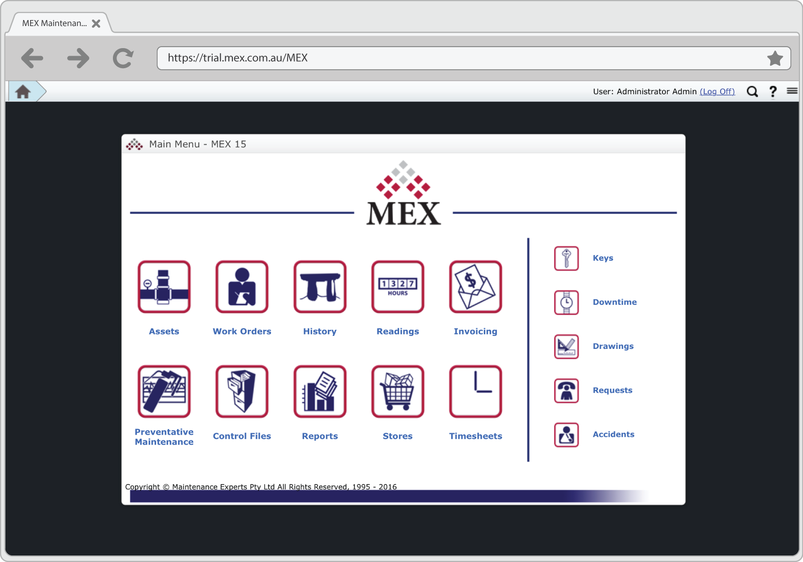 FleetMEX main menu