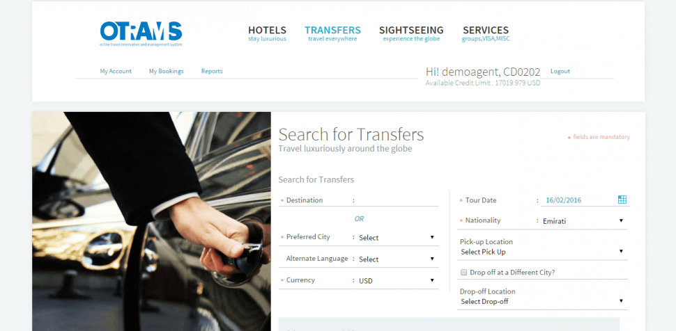 Transfers screen