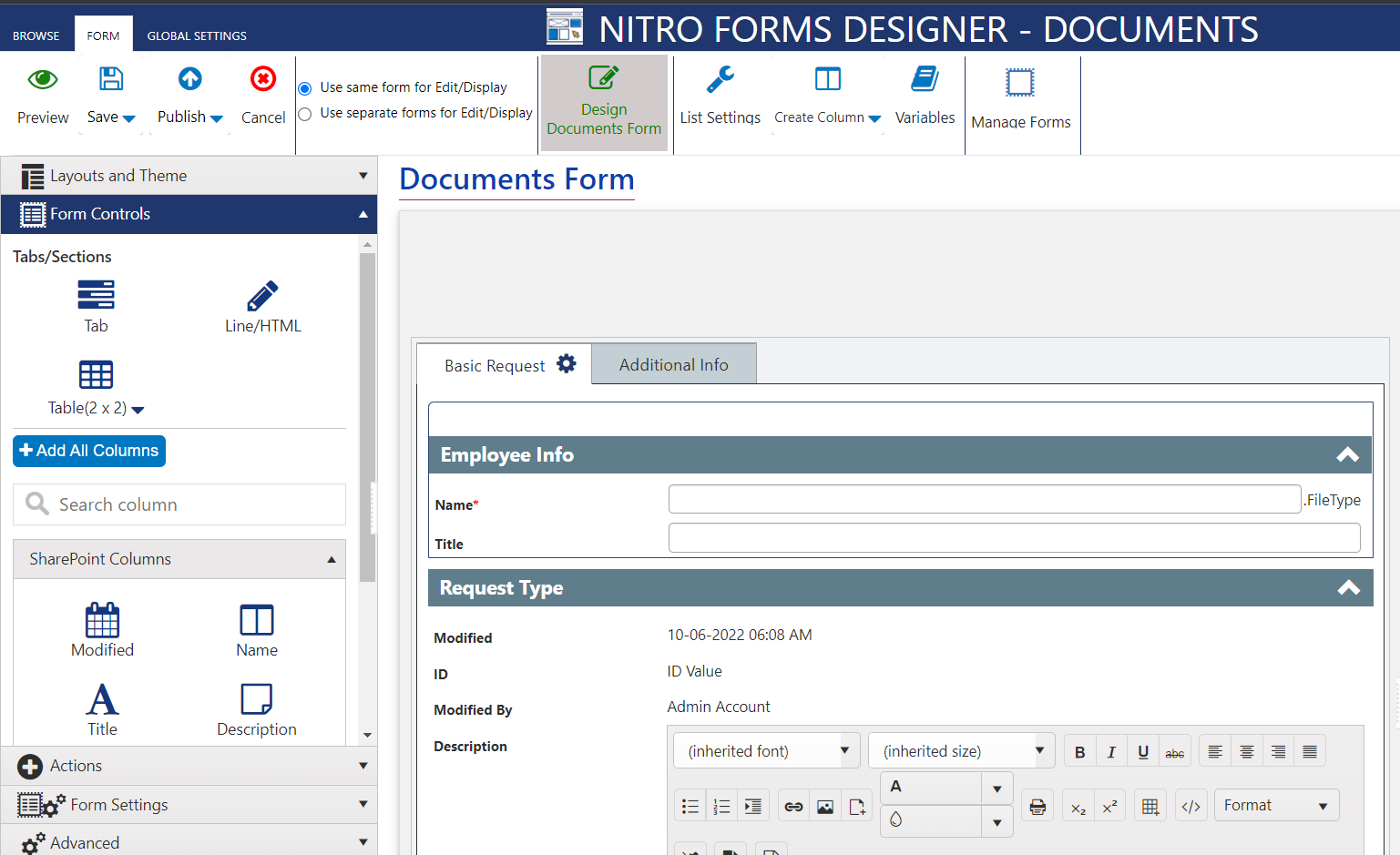 NITRO Studio forms designer