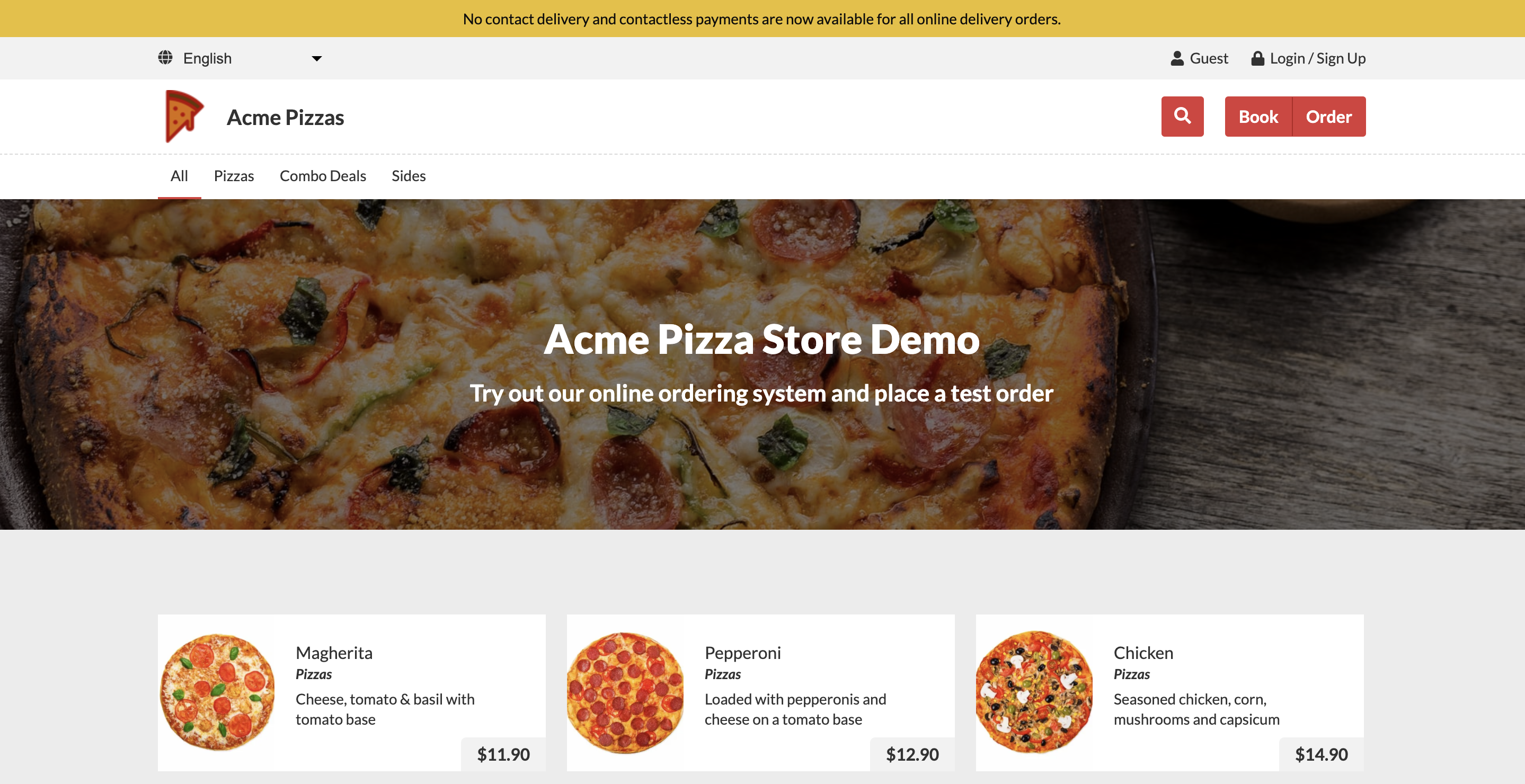 Fully configurable ordering website page