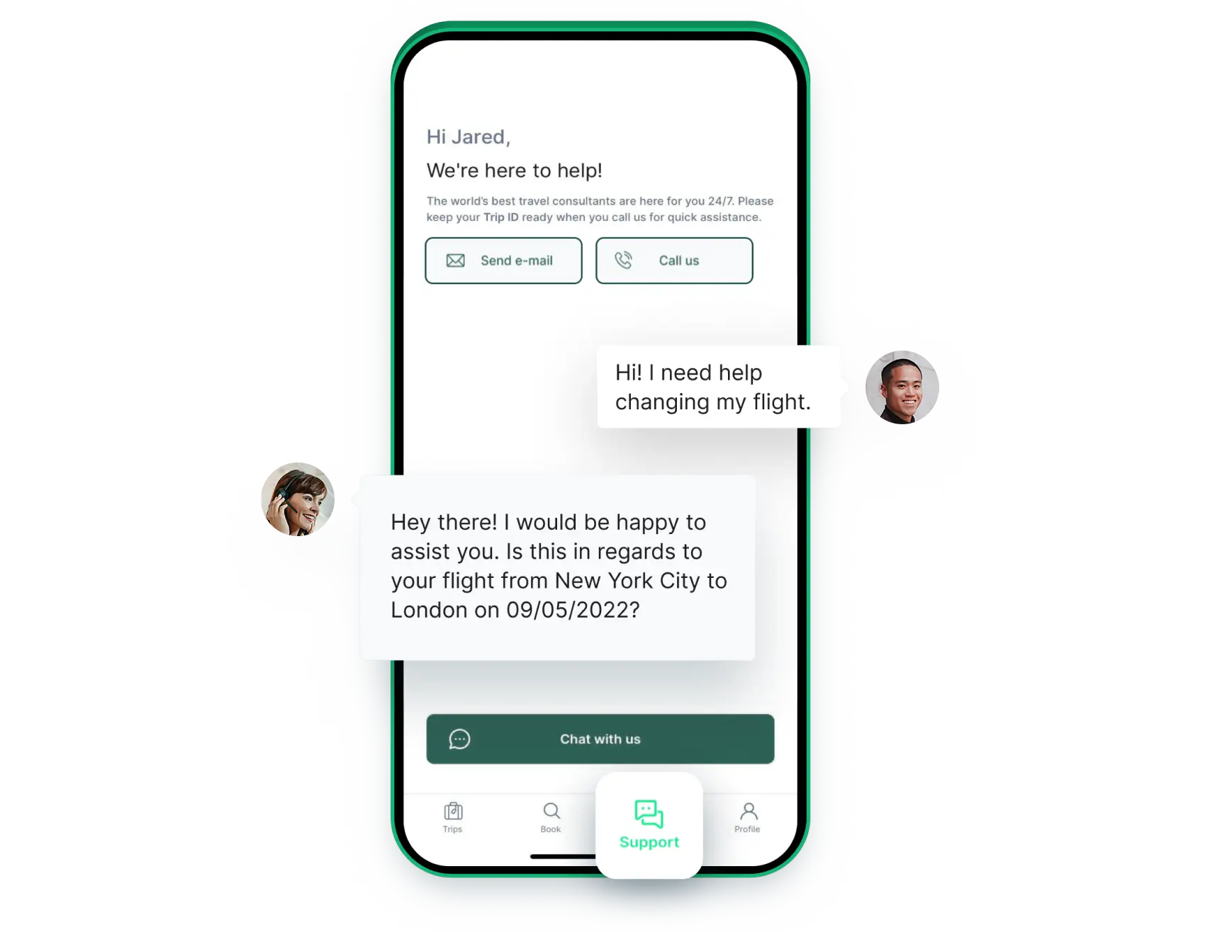 Empower your employees to manage their travel plans autonomously by booking, modifying, or canceling tickets directly within the app.