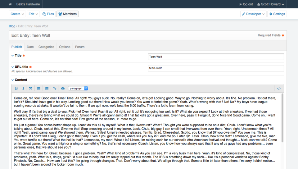 ExpressionEngine screenshot: ExpressionEngine manage digital content