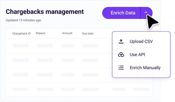 Justt screenshot: Chargeback dispute enrichment by adding merchant data
