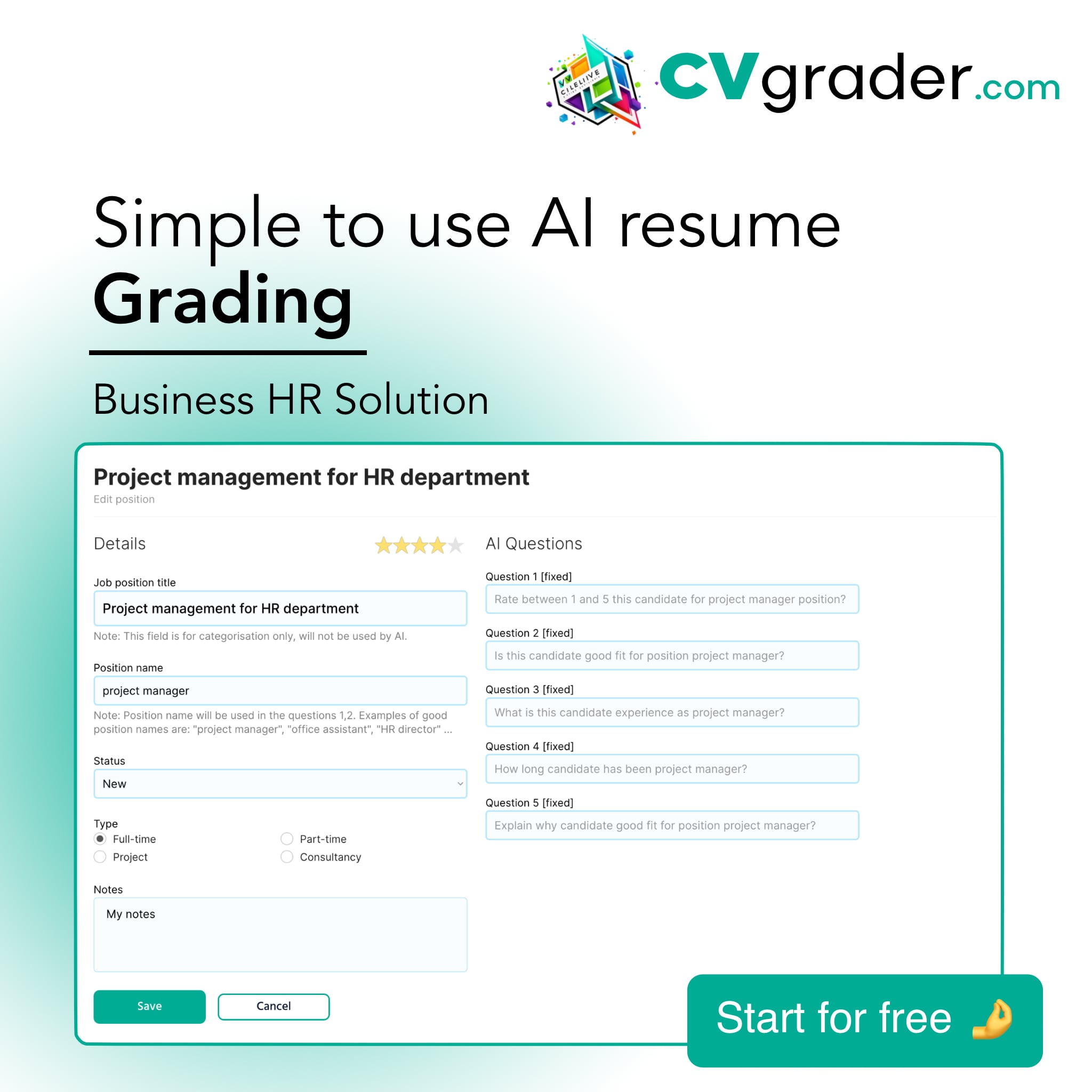 Simple to use AI Resume grading