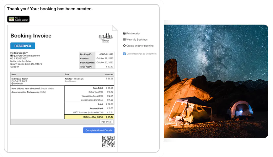 Cut your workload in half. More bookings don¿t have to mean more work. Automate your repetitive tasks, like sending email confirmations or collecting waiver signatures so that you can focus on your guests.
