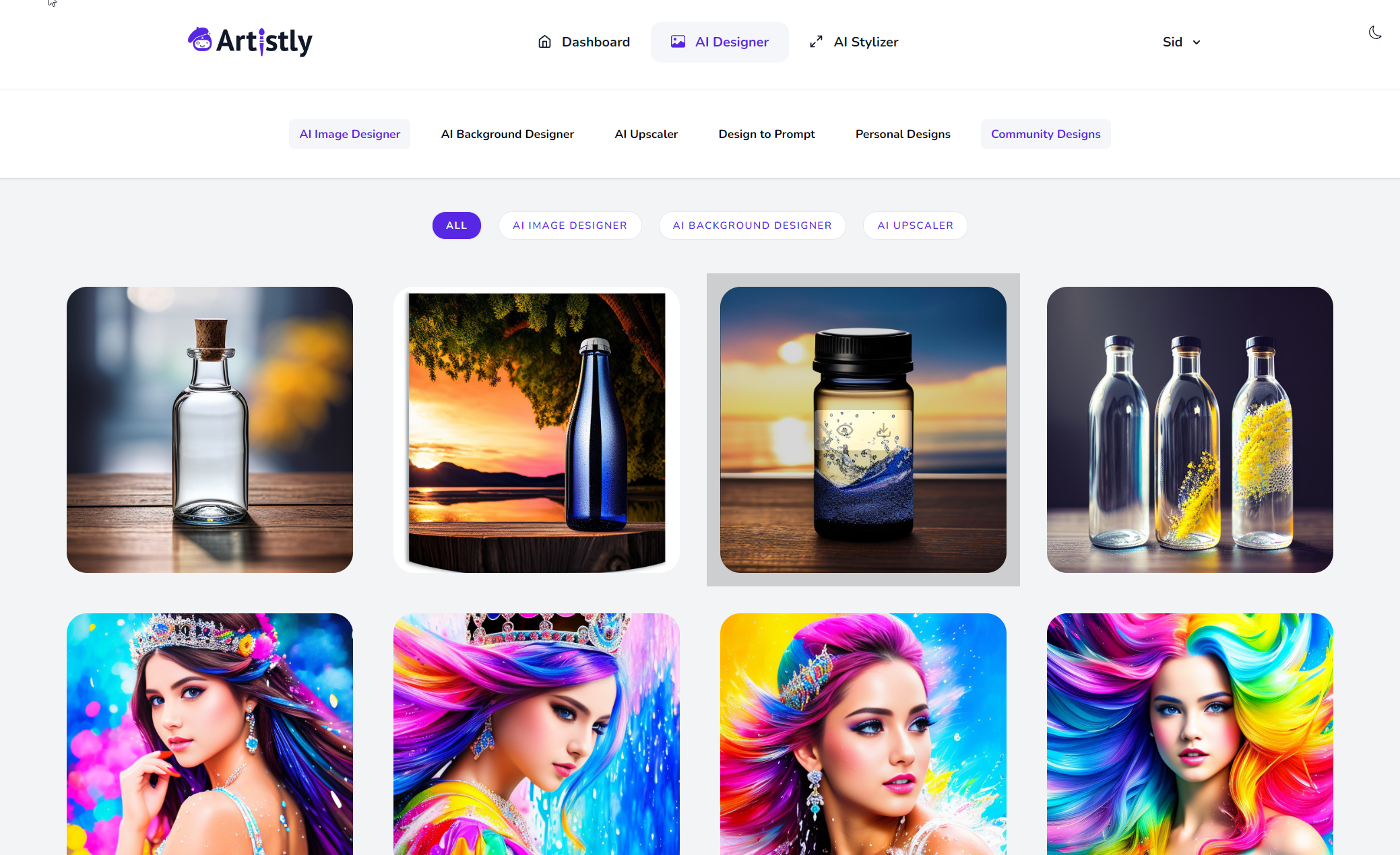 Artistly Software - full UI for showcasing the editing feature of Artistly